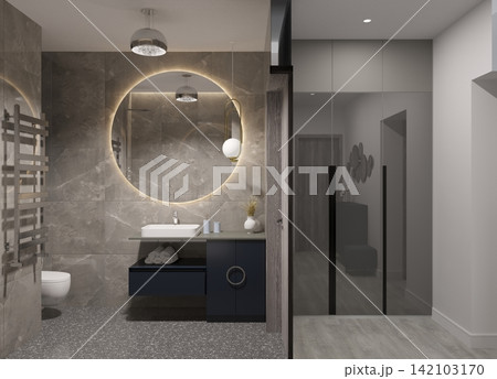 residential interior visualization, 3D illustration, cg residential interior visualization, 3D illustration, cg 142103170