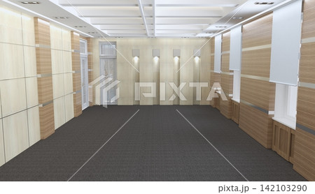 visualization of a large empty interior, 3D illustration visualization of a large empty interior, 3D illustration 142103290