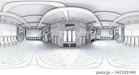 interior visualization, spherical panorama, 3D illustration interior visualization, spherical panorama, 3D illustration 142103349