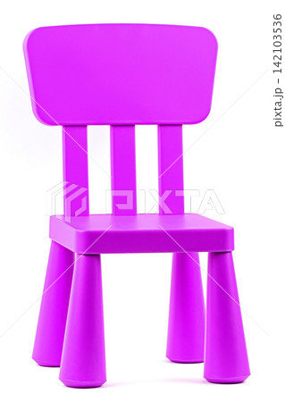 Purple plastic chair on a white background 142103536