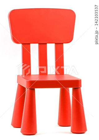 Red plastic chair on a white background 142103537