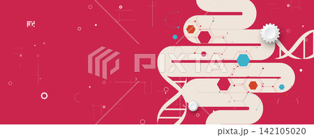 Futuristic science background, DNA strands, connected neural web Futuristic science background, DNA strands, connected neural web 142105020