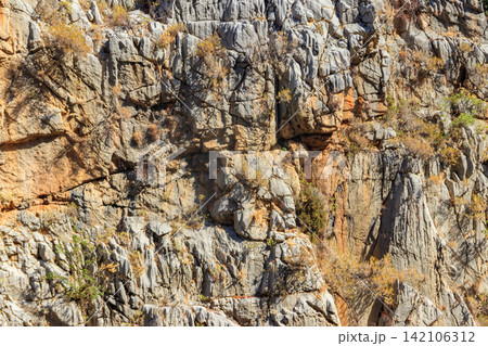 Natural texture of a mountain cliff rock for background 142106312