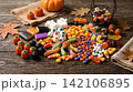 autumn harvest of colorful pumpkins 142106895