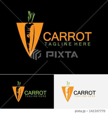 Carrot logo vector icon illustration design template Carrot logo vector icon illustration design template 142107770