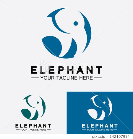Elephant Logo Vector Illustrator Design Template 142107954