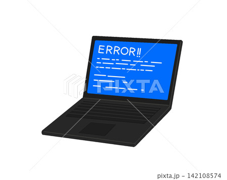 ブルースクリーンを表示しているノートパソコン ブルースクリーンを表示しているノートパソコン 142108574