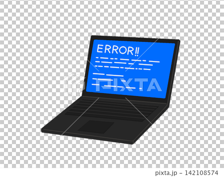 ブルースクリーンを表示しているノートパソコン ブルースクリーンを表示しているノートパソコン 142108574