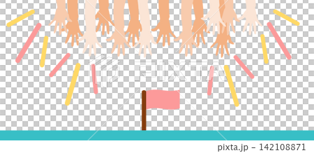 Illustration of a hand grasping victory Illustration of a hand grasping victory 142108871
