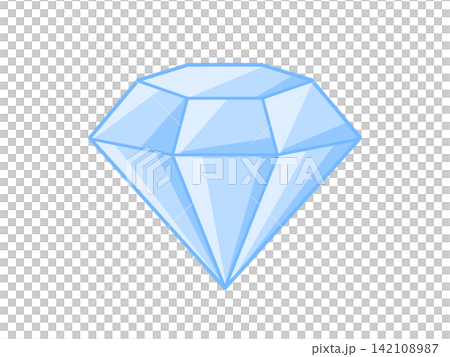 Illustration of a blue gemstone, a diamond. 142108987