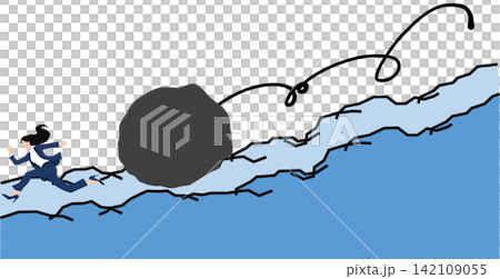 An illustration of a businesswoman avoiding failure. An illustration of a businesswoman avoiding failure. 142109055