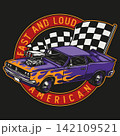 American custom car round colorful print 142109521