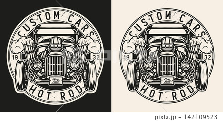 American custom car round label American custom car round label 142109523