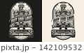American custom car vintage monochrome badge 142109532