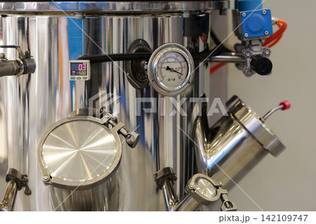 stainless steel chemical equipment close up stainless steel chemical equipment close up 142109747