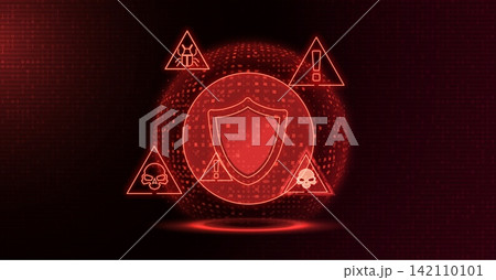 Cyber alert security warning red shield template Cyber alert security warning red shield template 142110101