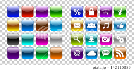 Set of colorful button templates isolated on transparent background. Collection for website, mobile app UI design, user interface and digital projects Set of colorful button templates isolated on transparent background. Collection for website, mobile app UI design, user interface and digital projects 142110889