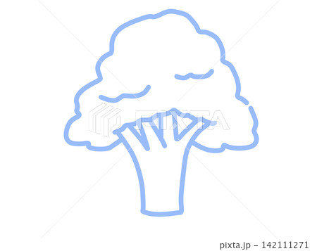 手描きのブロッコリー 野菜のイラスト 水色 142111271