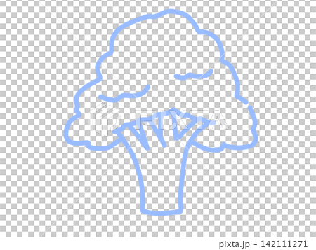 手描きのブロッコリー 野菜のイラスト 水色 142111271
