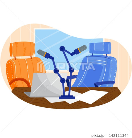 Radio station studio interior empty room vector Radio station studio interior empty room vector 142111344