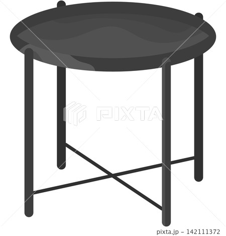 Coffee table vector round small black desk icon Coffee table vector round small black desk icon 142111372