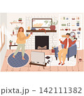 Vector wife husband at home daily routine cartoon 142111382