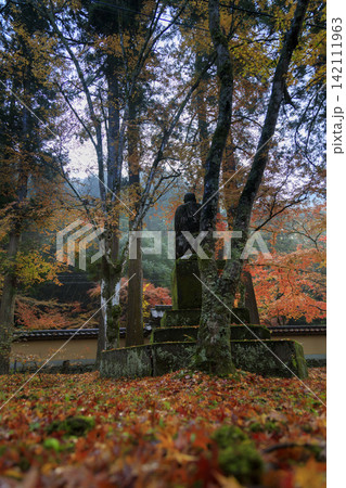 広島県紅葉の名所三原佛通寺の紅葉の森の仏像 広島県紅葉の名所三原佛通寺の紅葉の森の仏像 142111963