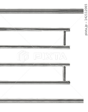 Silver metal towel dryer isolated on white background Silver metal towel dryer isolated on white background 142112065