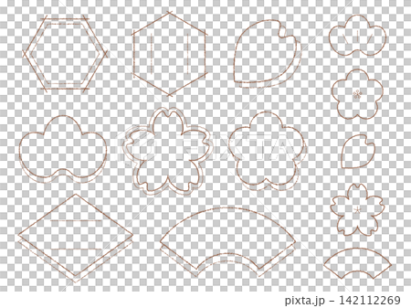 Simple Japanese-style frame set with a rough effect. Simple Japanese-style frame set with a rough effect. 142112269
