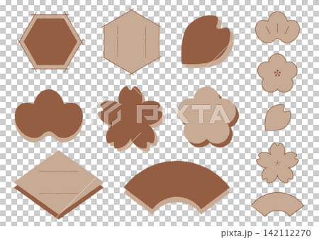 Simple Japanese-style frame set with a rough effect. Simple Japanese-style frame set with a rough effect. 142112270