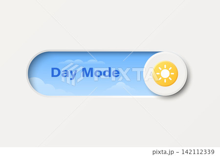 Day Mode Toggle Switch, Vector Illustration. Light Mode Toggle Switch with Sun Symbol. Day Mode Switch for App, Website, Interface. Settings, Bright Screen, Light 142112339