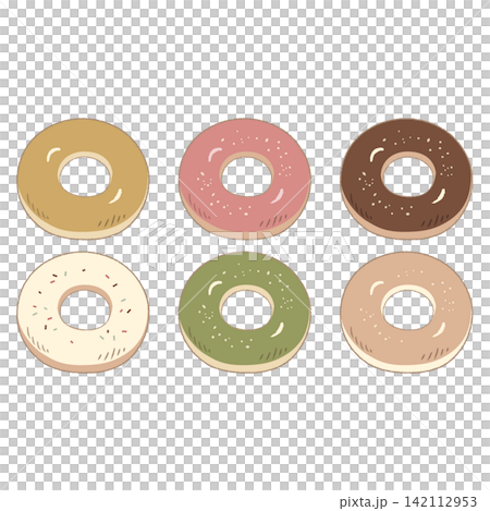 Colorful hand-drawn donut illustration set (vector material) Colorful hand-drawn donut illustration set (vector material) 142112953