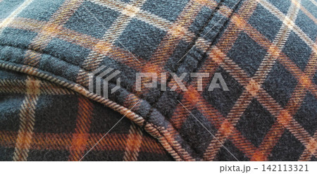 Textured plaid flannel fabric with stitching details Textured plaid flannel fabric with stitching details 142113321
