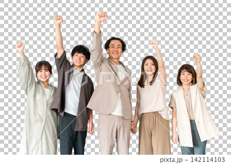 Male and female businessmen vigorously posing their fists (challenge, challenge, achievement, success) Male and female businessmen vigorously posing their fists (challenge, challenge, achievement, success) 142114103