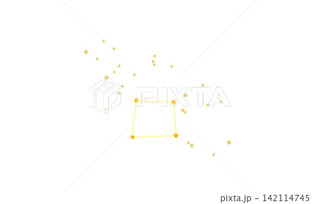 秋の大四辺形の星座線のイラスト（ゴールド色の星のみで連結線なし、黄色の四辺形） 142114745