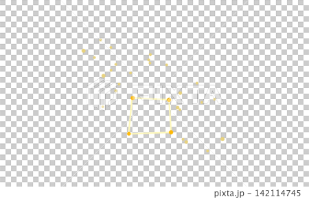 秋の大四辺形の星座線のイラスト（ゴールド色の星のみで連結線なし、黄色の四辺形） 142114745
