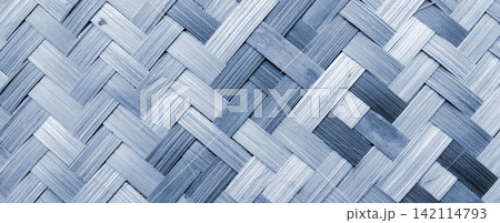 Blue woven bamboo texture background 142114793