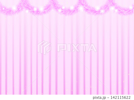 ピンクカーテンにモールのきらきらの背景イラスト 142115622