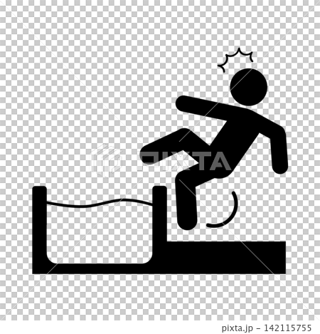 Caution: Risk of falls (bathroom) / Pictogram for independent living support and welfare housing environment (black/gray) Caution: Risk of falls (bathroom) / Pictogram for independent living support and welfare housing environment (black/gray) 142115755