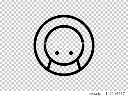 A simple and cute round, human-shaped icon looking downwards. A simple and cute round, human-shaped icon looking downwards. 142116687