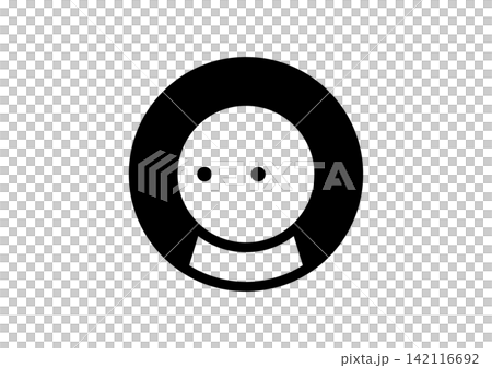 Two simple and cute round, human-shaped icons facing left. 142116692