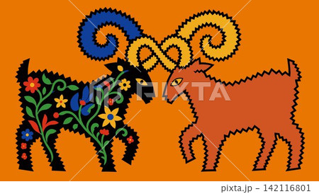 Stylized Folk Art Goats Stylized Folk Art Goats 142116801