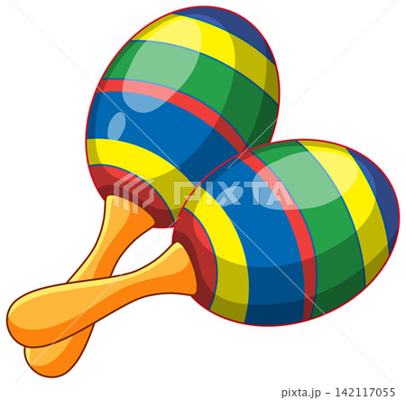 Pair of Colorful Striped Maracas Musical Instrument Vector Illustration Pair of Colorful Striped Maracas Musical Instrument Vector Illustration 142117055