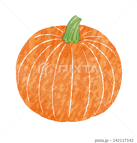 かぼちゃの手描き水彩イラスト|秋の味覚・ハロウィン・野菜・白背景 かぼちゃの手描き水彩イラスト|秋の味覚・ハロウィン・野菜・白背景 142117142
