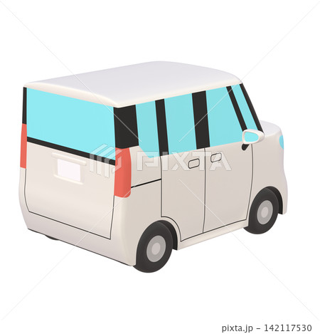 自動車のイラスト素材　デフォルメ　小型ハイトワゴン（1_e）　白 142117530