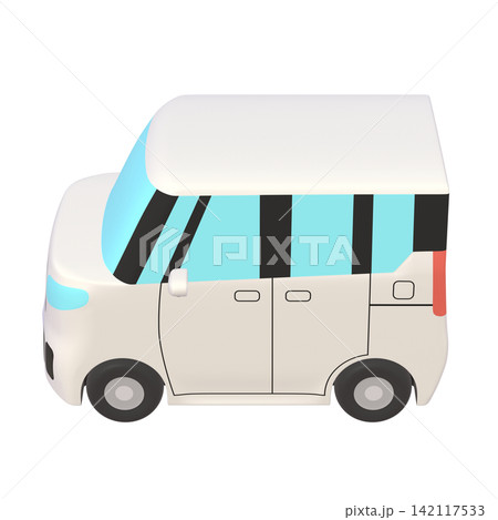 自動車のイラスト素材　デフォルメ　小型ハイトワゴン（1_h）　白 142117533