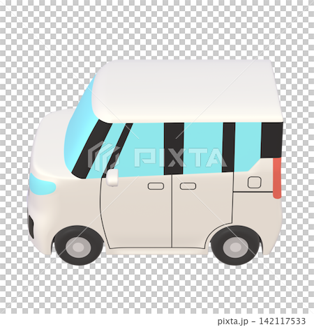 自動車のイラスト素材　デフォルメ　小型ハイトワゴン（1_h）　白 142117533