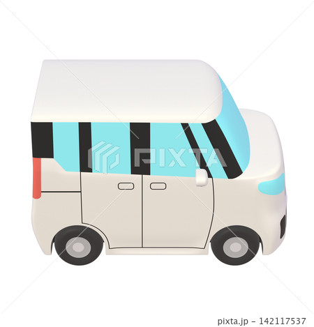 自動車のイラスト素材　デフォルメ　小型ハイトワゴン（1_l）　白 142117537