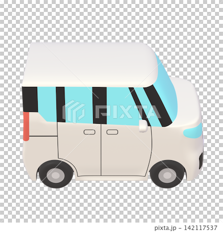 自動車のイラスト素材　デフォルメ　小型ハイトワゴン（1_l）　白 142117537