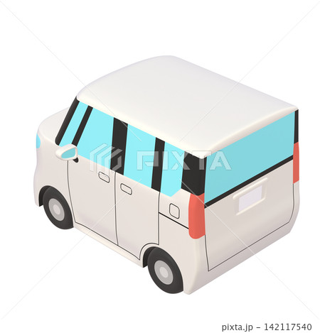 自動車のイラスト素材 デフォルメ 小型ハイトワゴン(1_o) 白 自動車のイラスト素材 デフォルメ 小型ハイトワゴン(1_o) 白 142117540